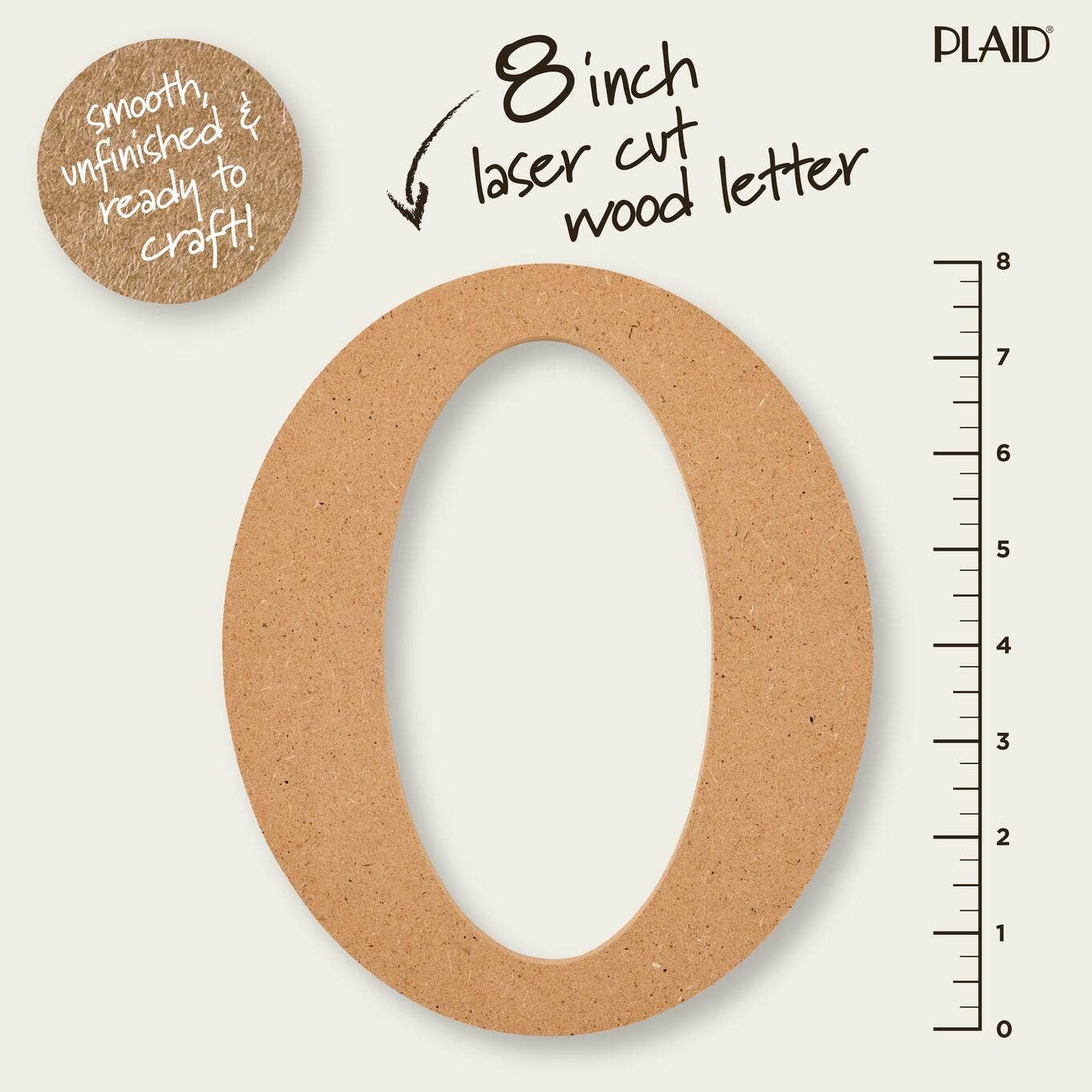 Wood - 8 inch MDF Letter - O