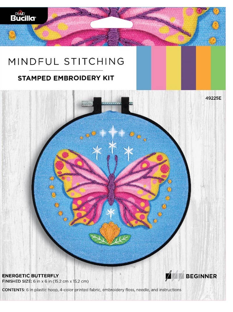 Stamped Embroidery Kit - Energetic Butterfly 6"