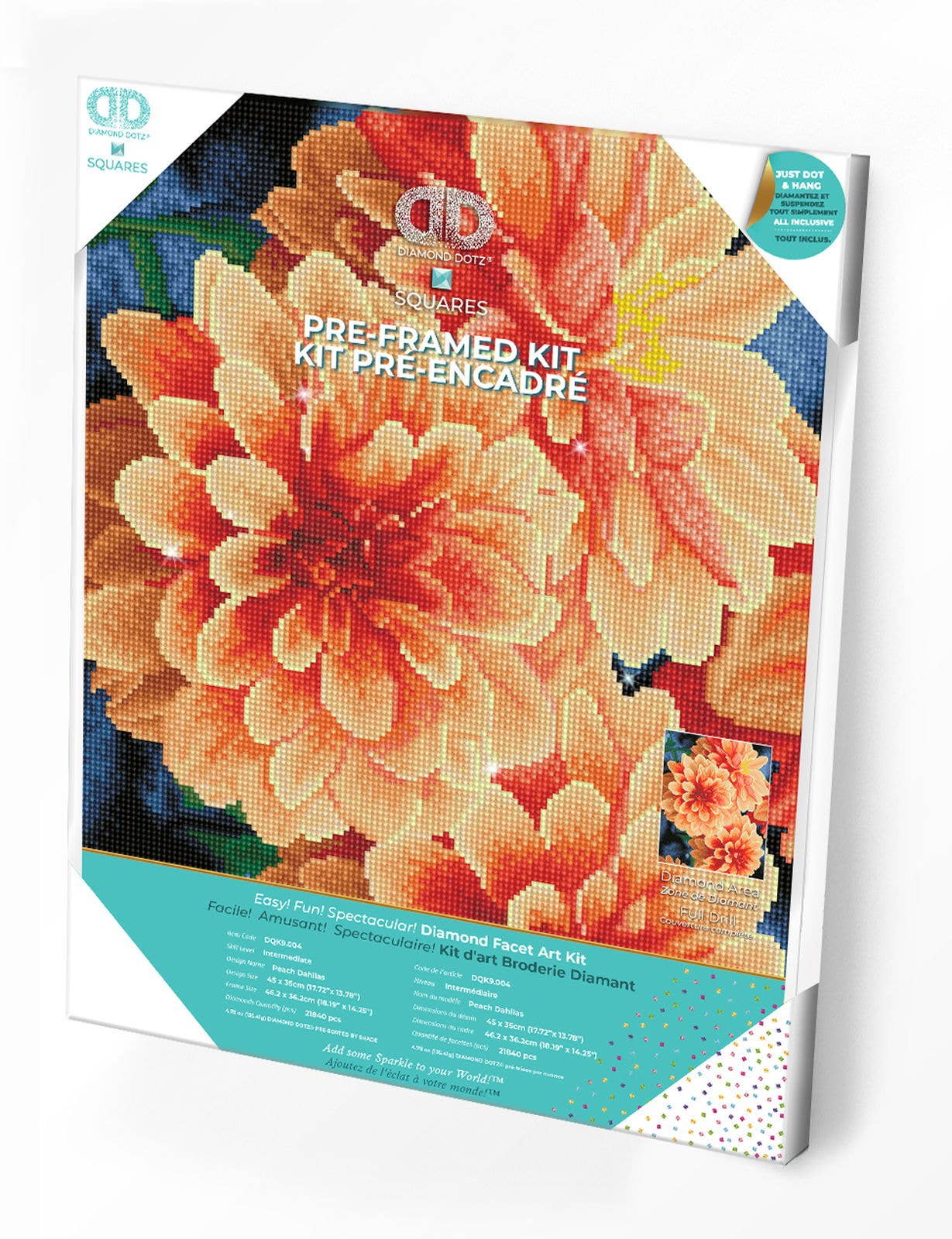 Diamond Dotz - Peach Dahlias Pre-Framed Kit - 17.7" x 13.8"