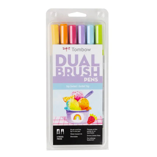 Markers - Dual Brush Pen Art Markers, Yay Sorbet, 6-Pack