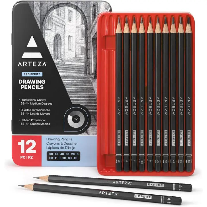 Pencils - Arteza Pro Series Drawing Pencils Set, 12 Pc.