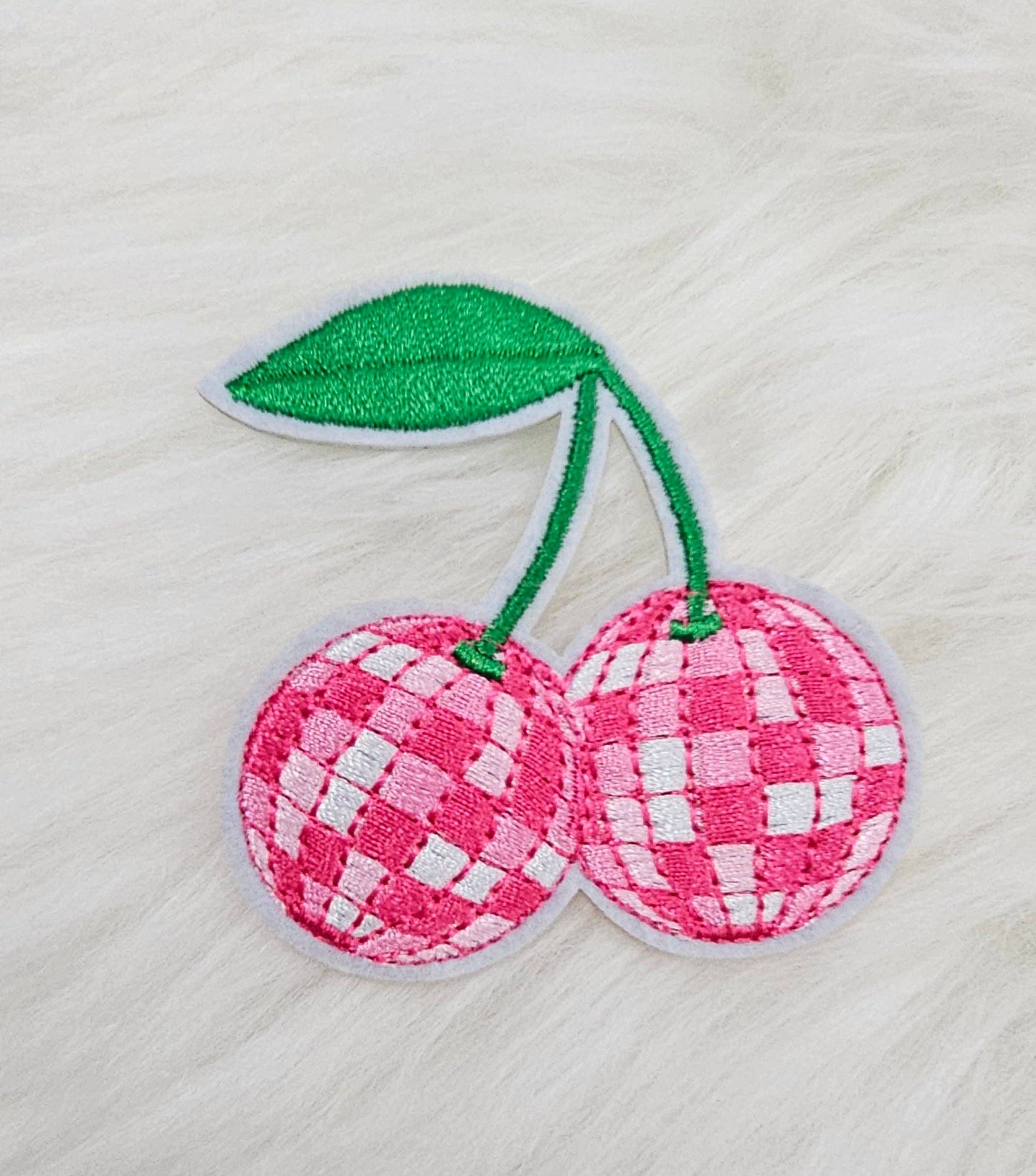 Patch - Cherry Disco Ball Embroidery Iron On Patch