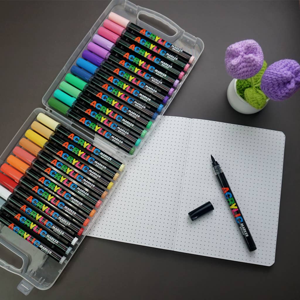 Markers - Acrylic Brush 24ct with Organizer Case – Premium Art