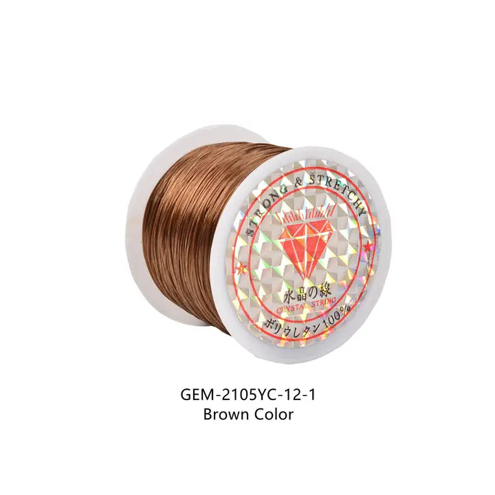 Elastic Thread - Brown Strong & Stretchy Crystal String Elastic Thread Beading Bracelet Cord Size 0.8mm