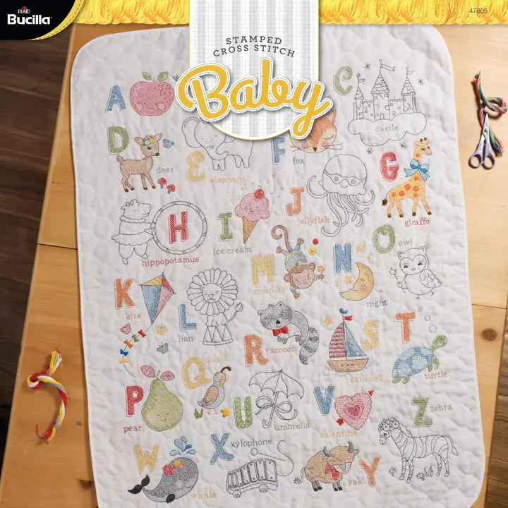 Cross Stitch - Bucilla Baby Stamped Cross Stitch - Abc Crib Cover