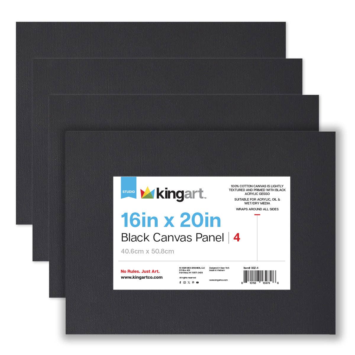 Canvas - Black Canvas Panels – 16" x 20" (4 Pack)
