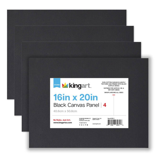 Canvas - Black Canvas Panels – 16" x 20" (4 Pack)