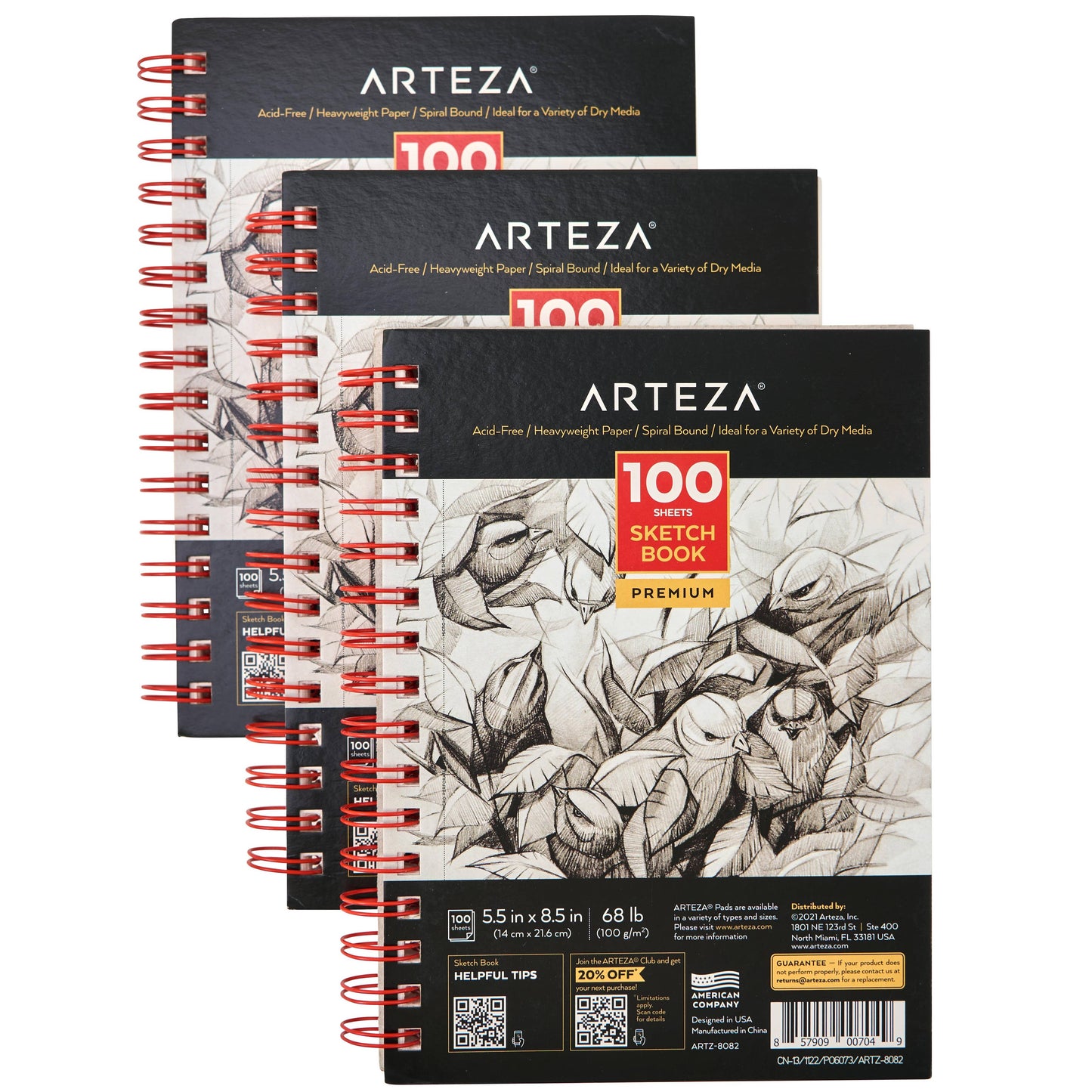 Paper Pad - Arteza® Sketchbook  5.5"x 8.5" 100 Sheets Each