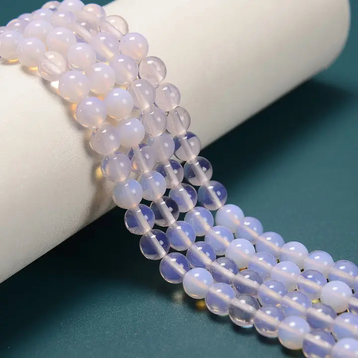 Beads - Pink Opalite Smooth Round Beads Size 8mm 15.5'' Strand