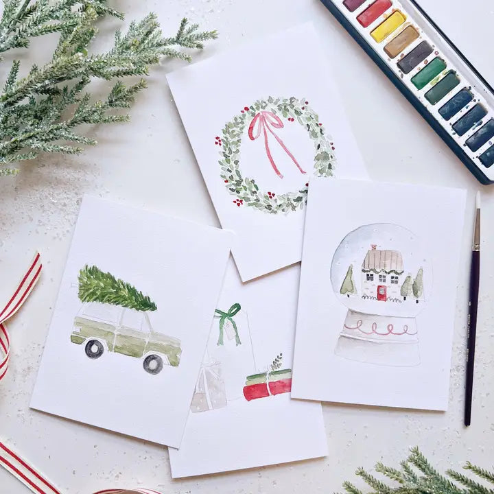 Notecards - Christmas Cheer Paintable Watercolor Notecard Set
