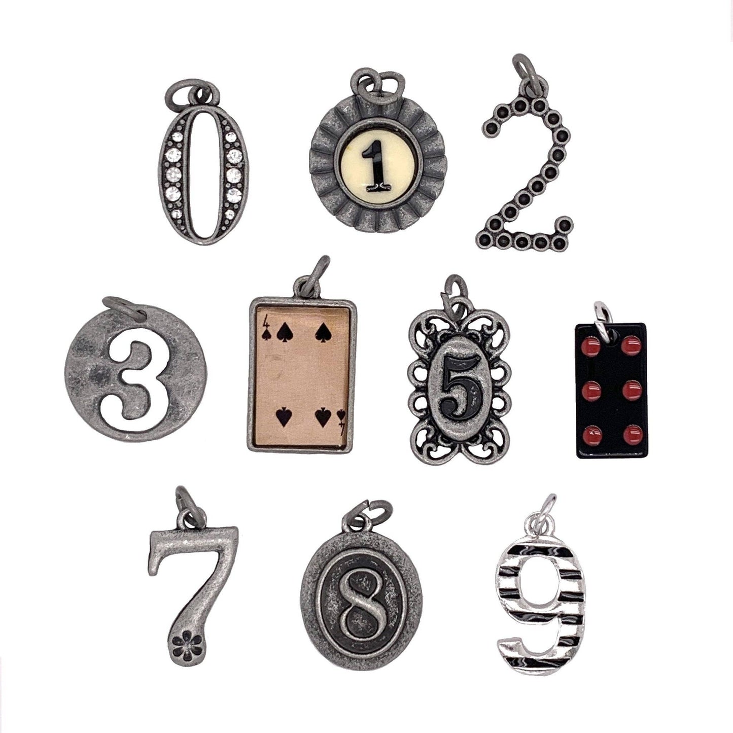 Jewelry - Vintage Number Charms Collection 0 through 9, 10pc Charm Set