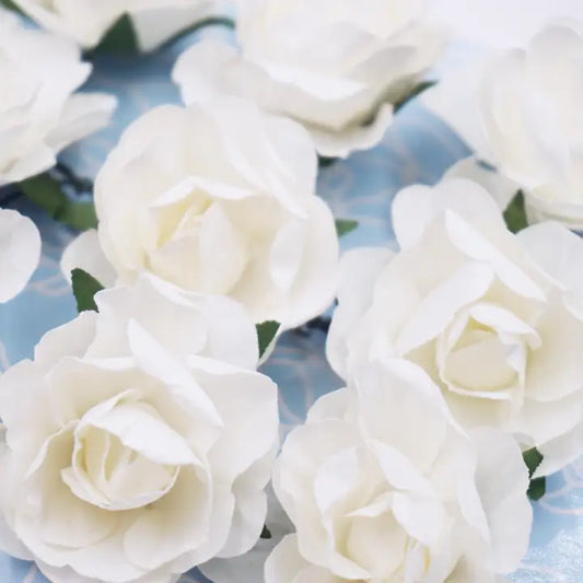 Embellishment - White Paper Roses with Wire