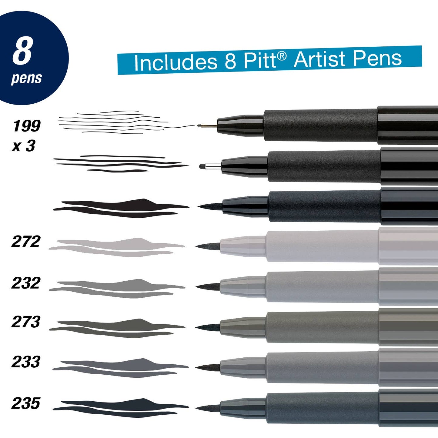 Pen - Pitt Artist Pen, Manga Basic Set - Wallet of 8