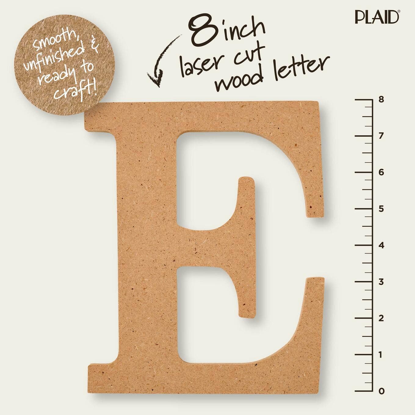 Wood - 8 inch MDF Letter - E