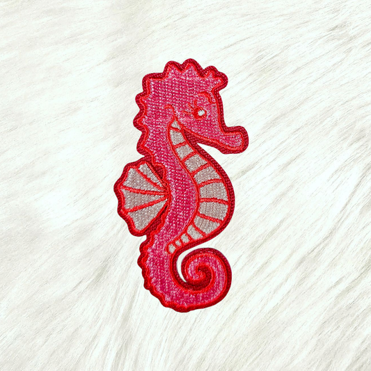 Patch - Seahorse Hot Pink Embroidery Iron On Patch