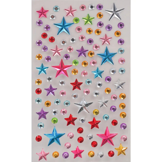 Stickers - Rhinestone Sticker - Round and Star Shape - Multi-Color