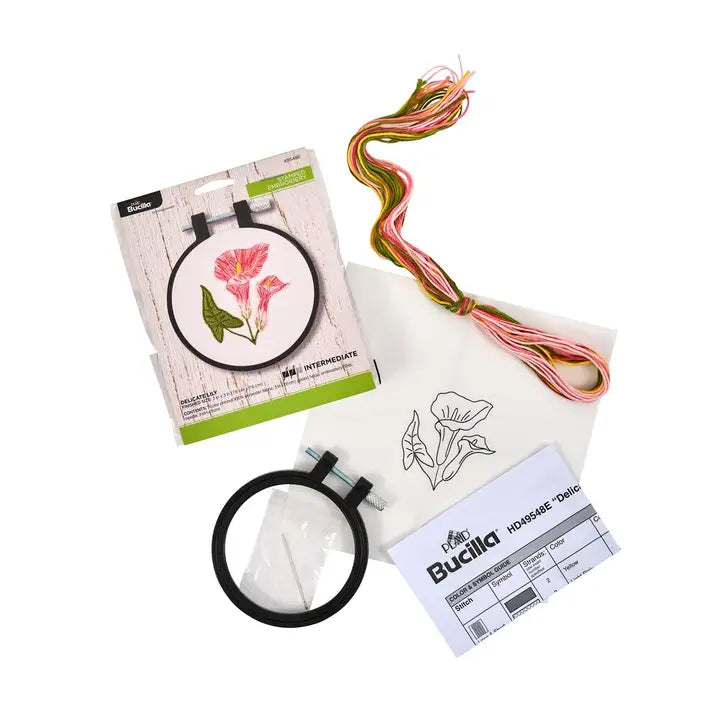 Cross Stitch - Bucilla Stamped Embroidery Kit - Delicate Lily 3"