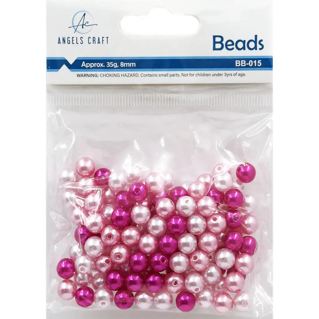 Beads - Pearl Bead Mix - Hot Pink & Pink & Light Pink