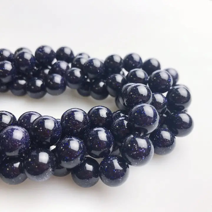 Beads - 6mm - Blue Sand Goldstone Smooth Round Beads