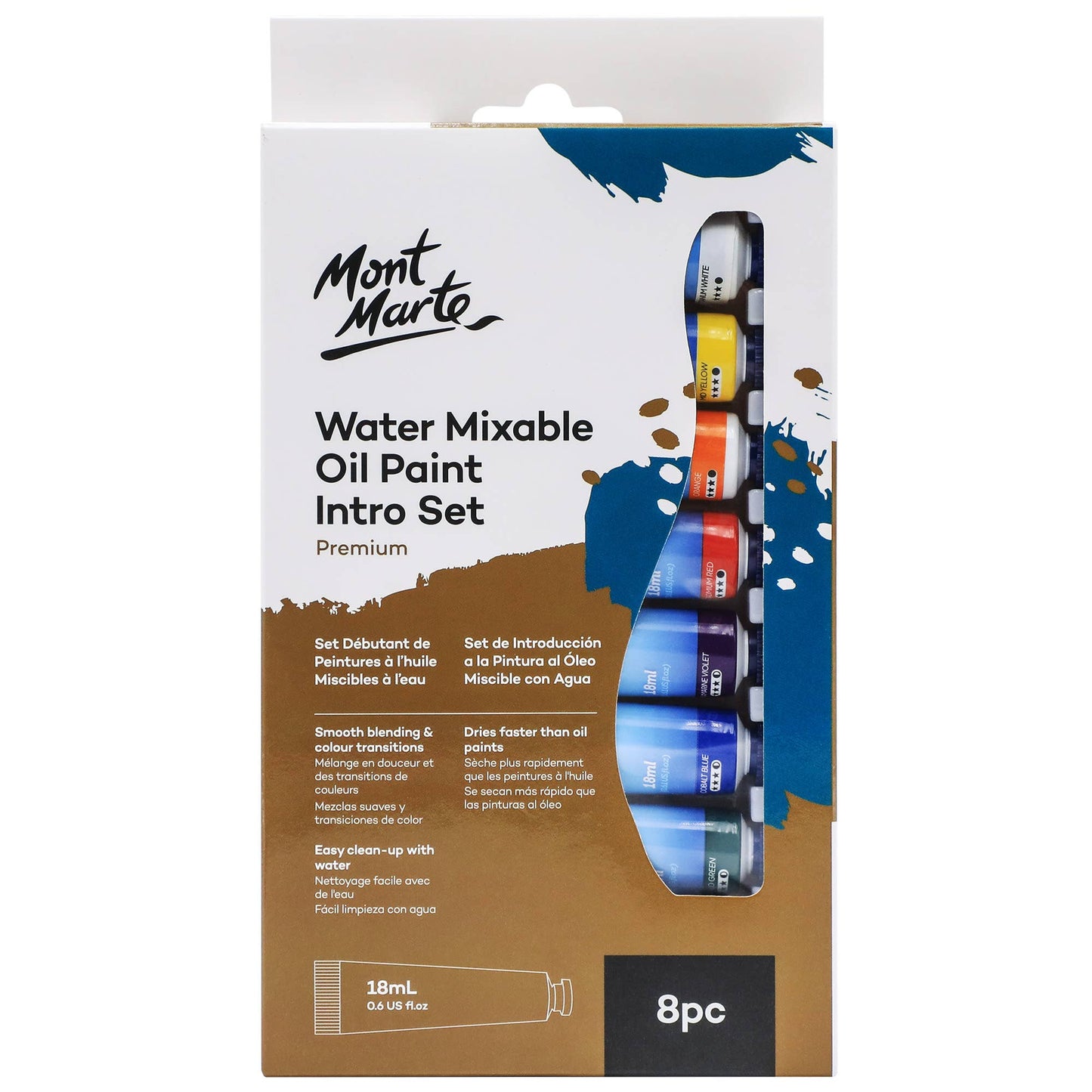 Paint - Water Mixable Oil Paint Intro Set Premium 8pc x 18ml (0.6oz)