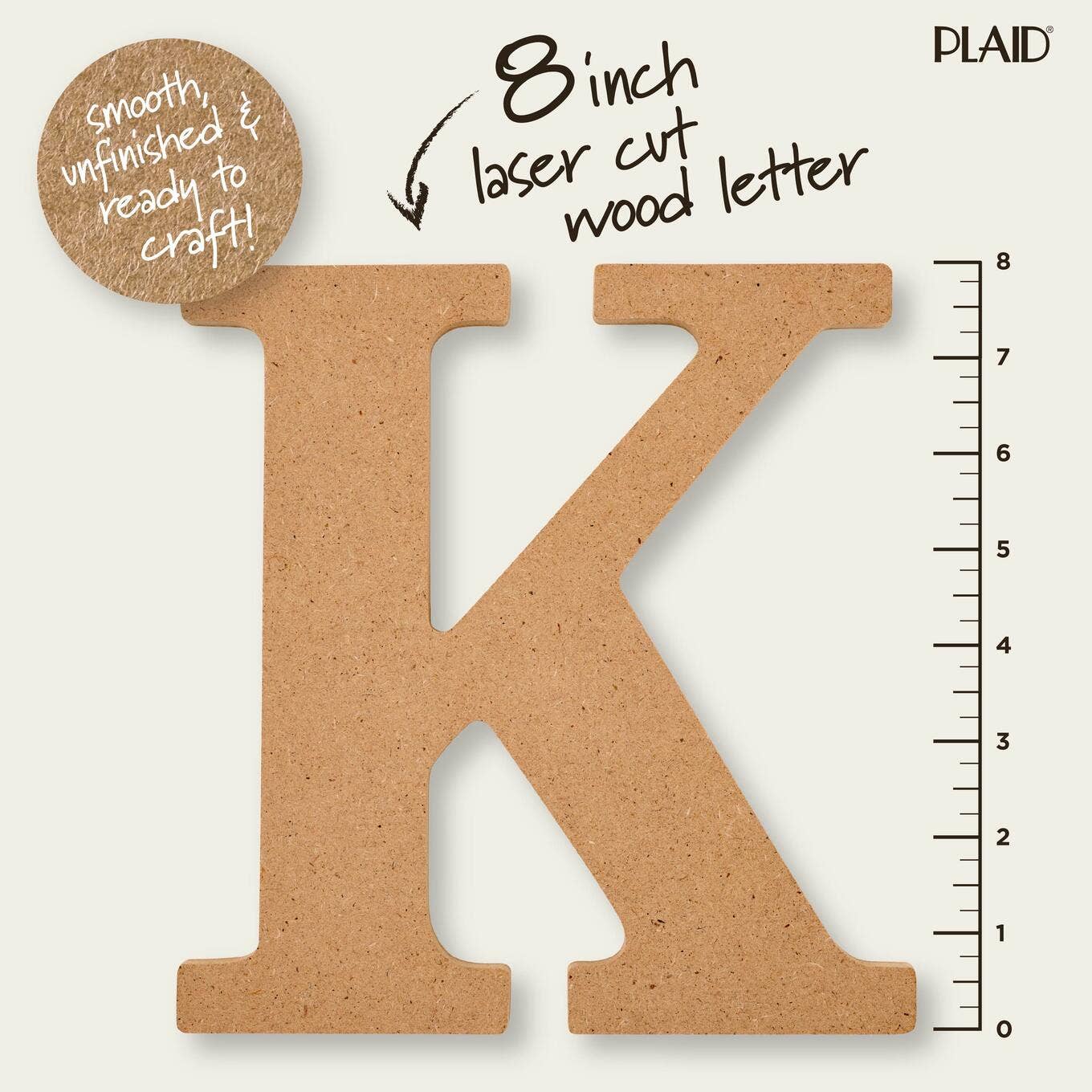 Wood - 8 inch MDF Letter - K
