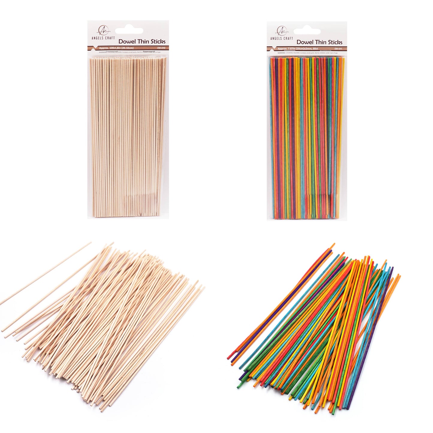 Wood - Dowel Sticks 2mm x 8in Rainbow