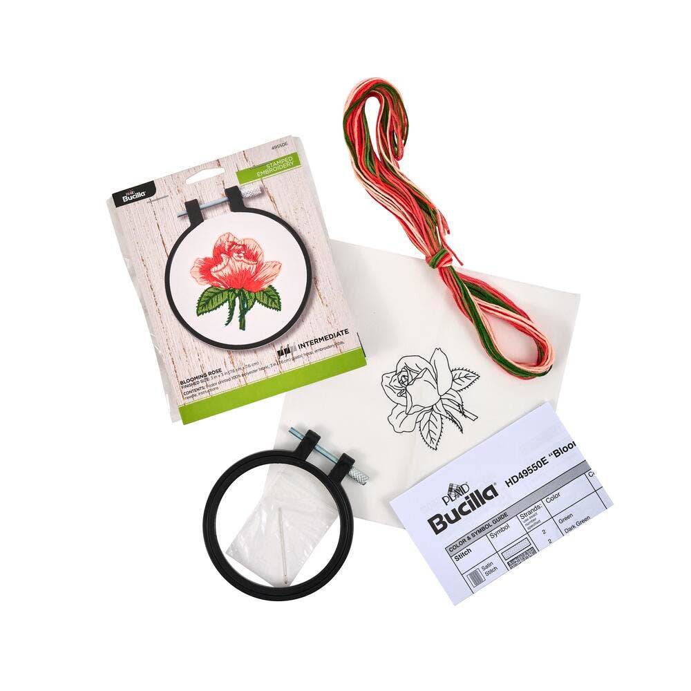 Stamped Embroidery Kit - Blooming Rose 3"