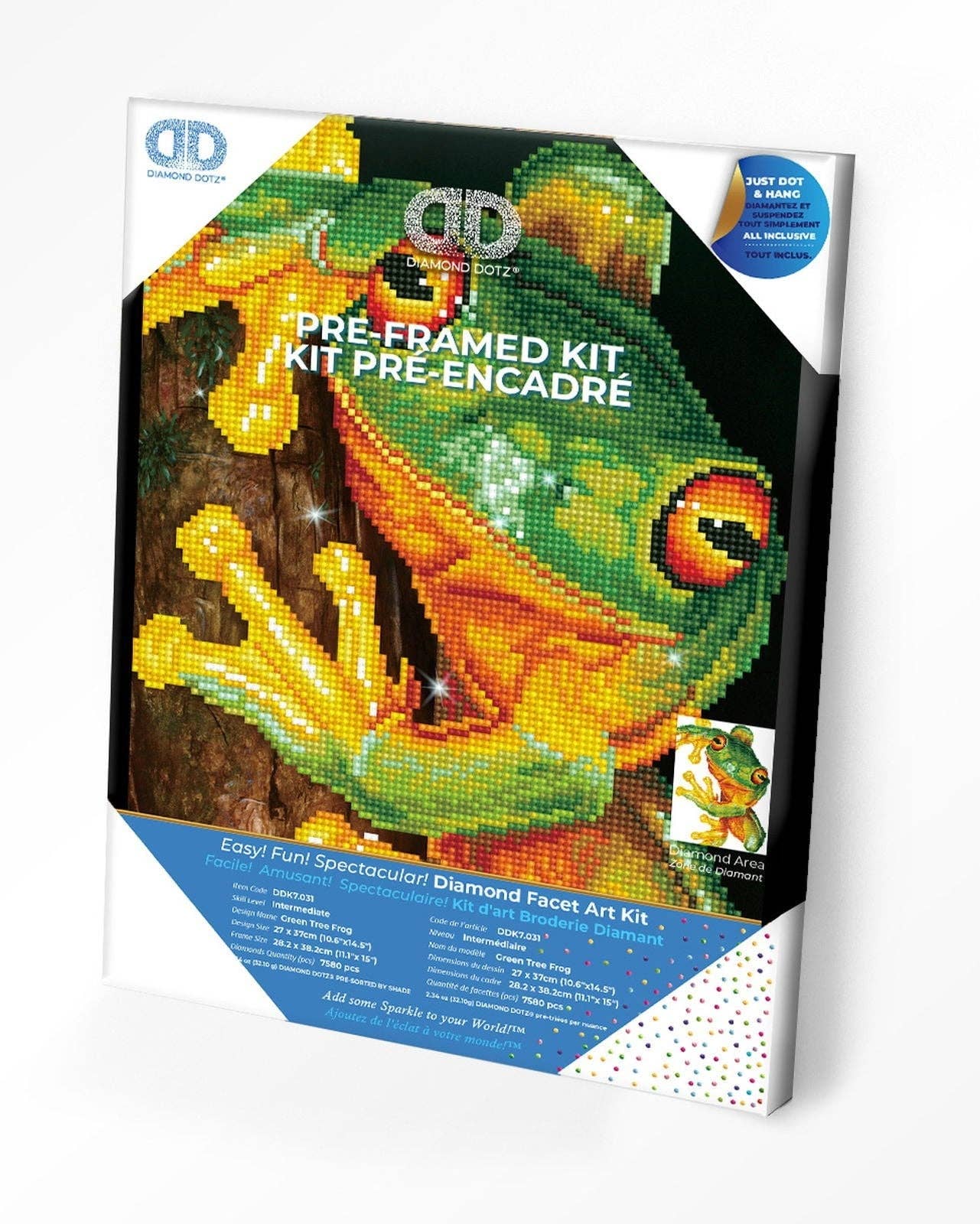 Diamond Dotz - Green Tree Frog Pre-Framed Kit - 10.6" x 14.6"