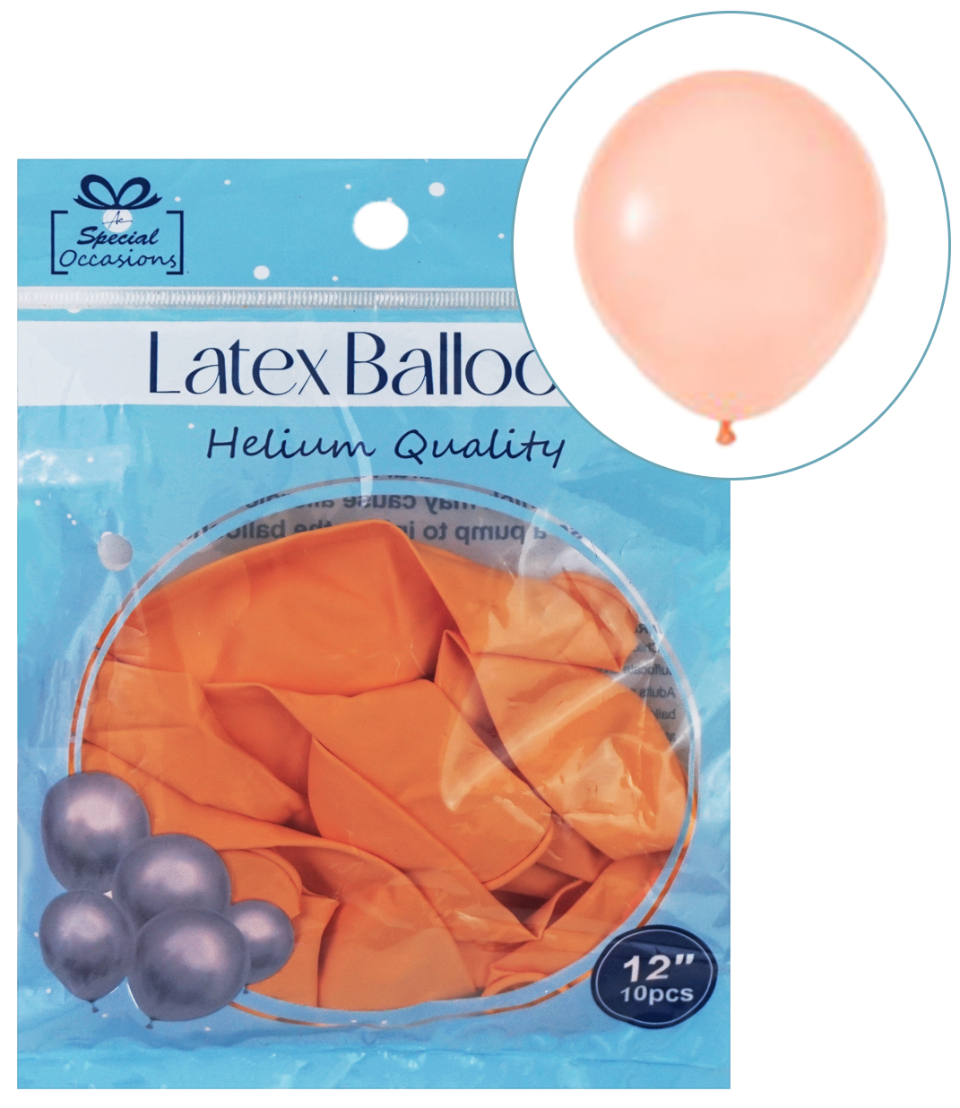 Balloon - Peach Latex Party  12in 10ct