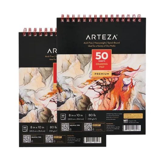 Paper Pad - Arteza Drawing Pad 2-Pack, 8" X 10", 50 Sheets Each