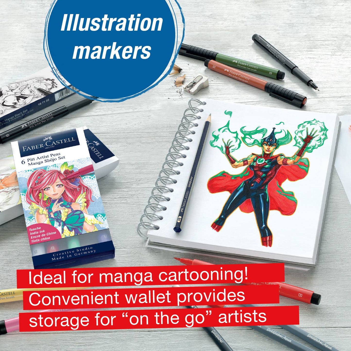 Pen - Pitt Artist Pen, Manga Basic Set - Wallet of 8