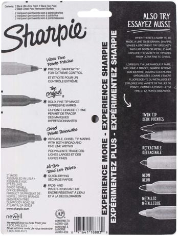 Markers - Sharpie Fine/Ultra-Fine/Chisel Tip Permanent Markers 6/Pkg
