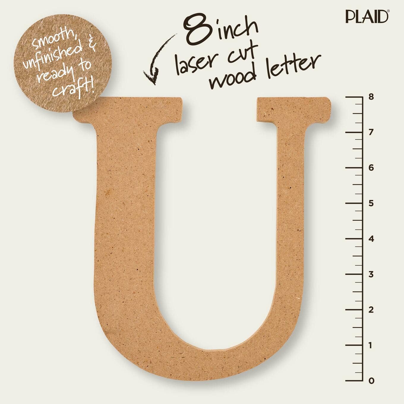 Wood - 8 inch MDF Letter - U