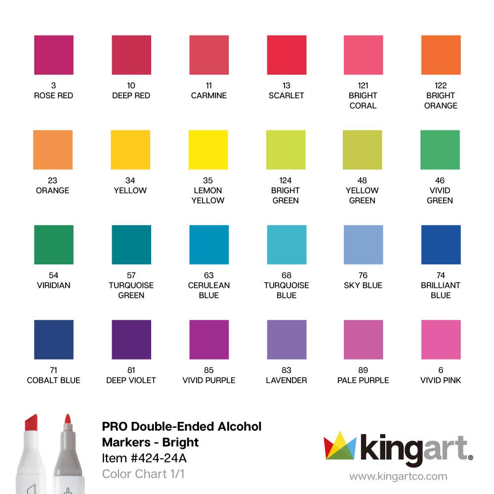 Markers - PRO Double-Ended Alcohol Markers - 24 Bright Colors