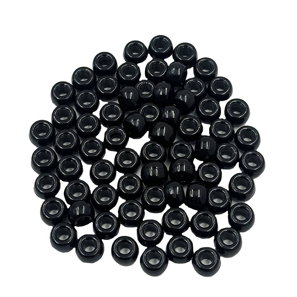 Jewelry - Pony Beads - 6x9mm Black Plastic Beads for Bracelet Making