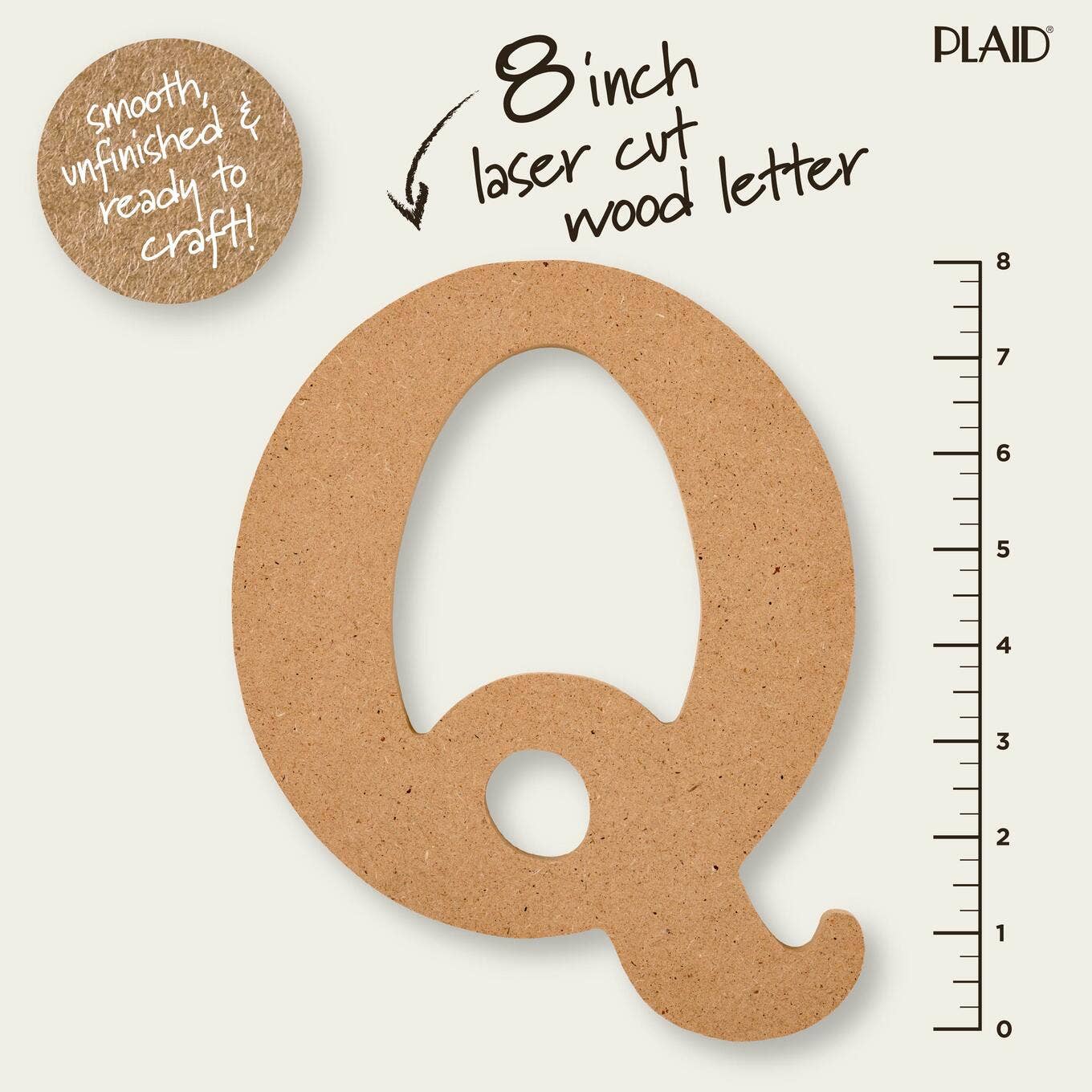 Wood - 8 inch MDF Letter - Q