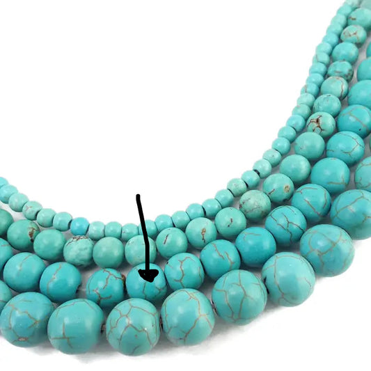Beads - 8mm - Blue Howlite Turquoise Smooth Round Beads