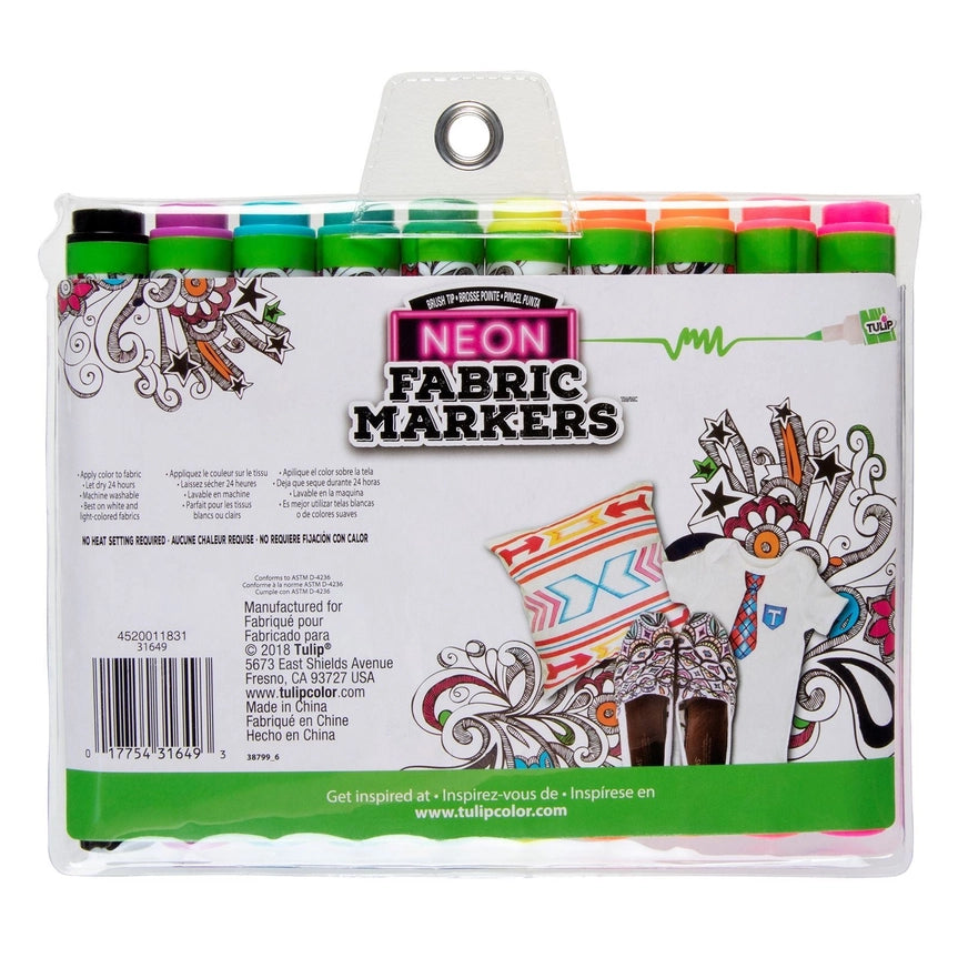 Marker - Brush-Tip Fabric Markers Neon 10 Pack