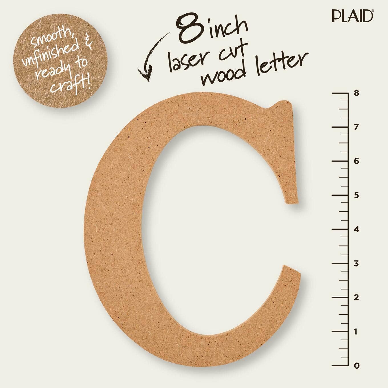 Wood - 8 inch MDF Letter - C
