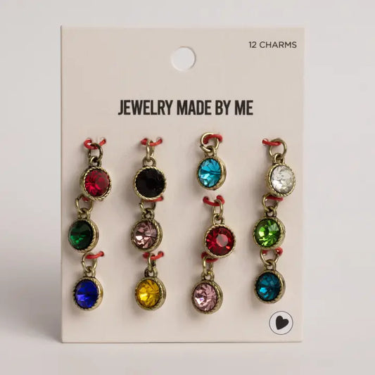 Jewelry - Antique Gold Birthstone Crystal Charms Set of 12