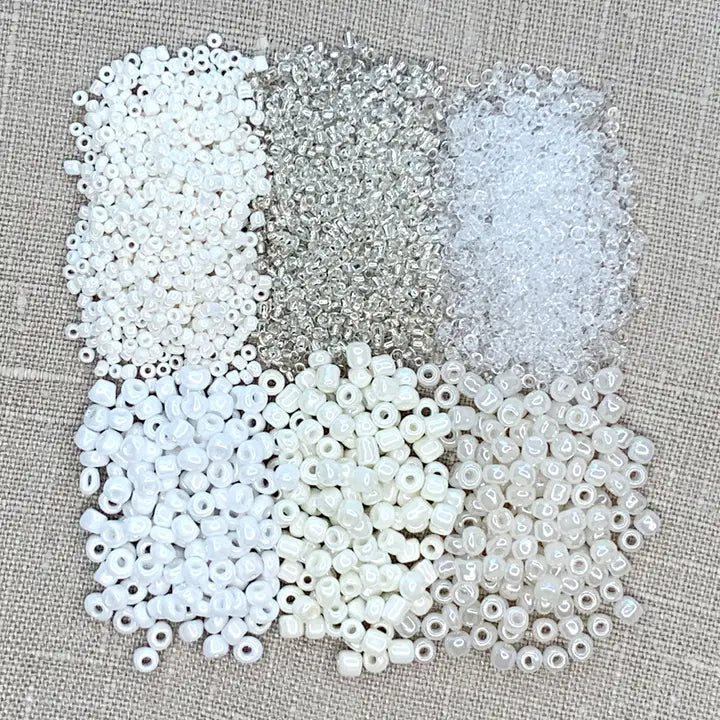 Beads - Jewelry - Mixed Seed Bead Assortment, Clear/White 60gm