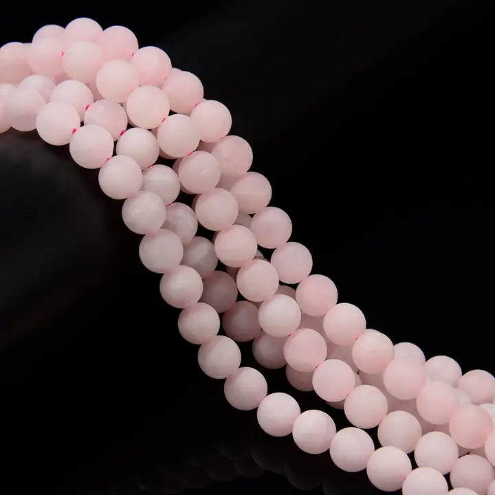 Beads - Rose Quartz Matte Round Beads 8mm 15.5" Strand