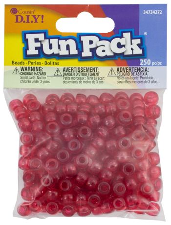 Beads - Acrylic Pony Beads Clear Red