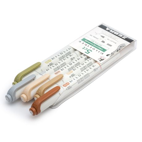 Marker - Zebra Mildliner Double Ended Marker Bold & Fine Point Neutral 5/Pkg