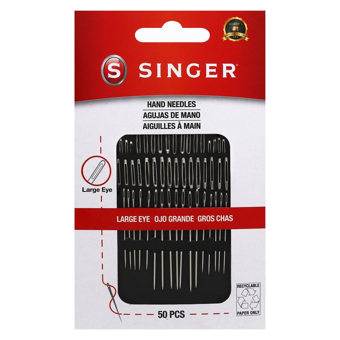 Sewing - SINGER Large Eye Hand Needles 50pk