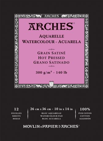 Paper - Arches Aquarelle Hot Pressed Watercolor Pad 10"X14"