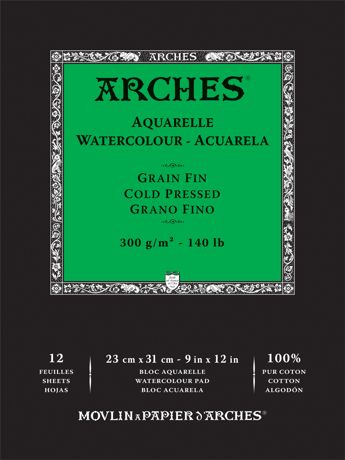 Paper - Arches Aquarelle Cold Pressed Watercolor Pad 9"X12"