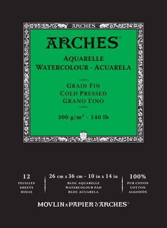 Paper - Arches Aquarelle Cold Pressed Watercolor Pad 10"X14"