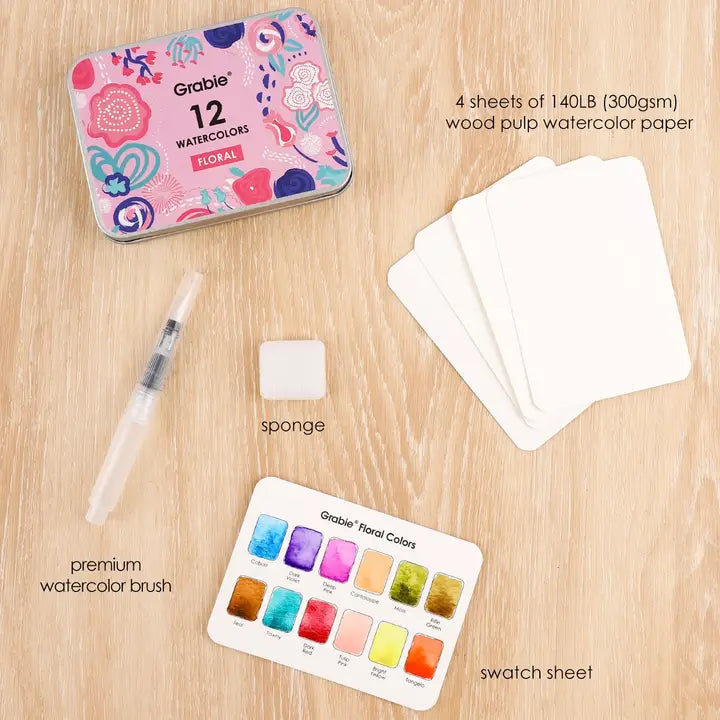Watercolor - Floral-Themed Watercolor Coloring Club Box