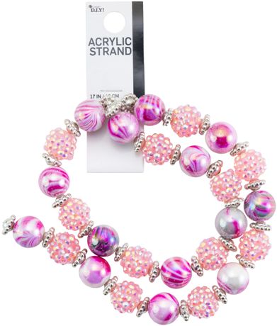 Beads - Cousin DIY Acrylic Strand 17IN/43CM pink